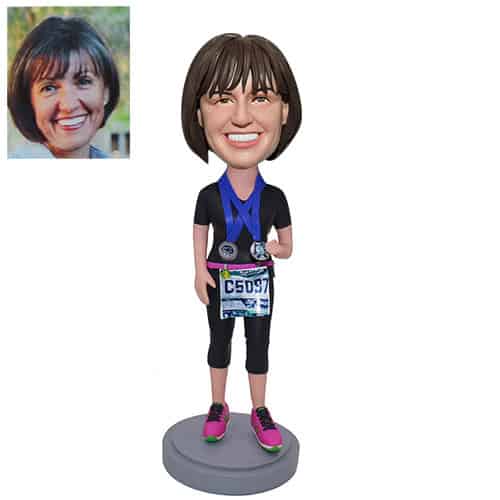 Bobblehead doll from photo marathon runner triathlon