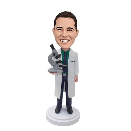 Professor bobblehead with microscope