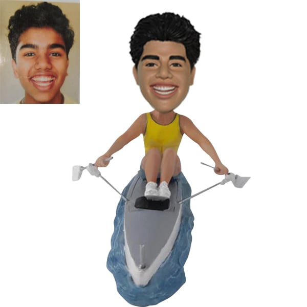 Rowing Rower Bobblehead in Boat