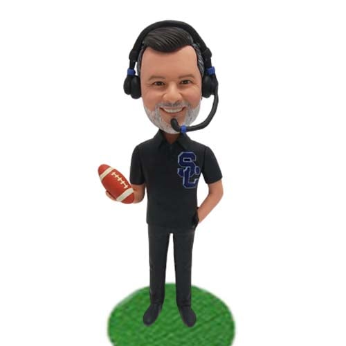 Rugby Coach Bobblehead Custom with Headset