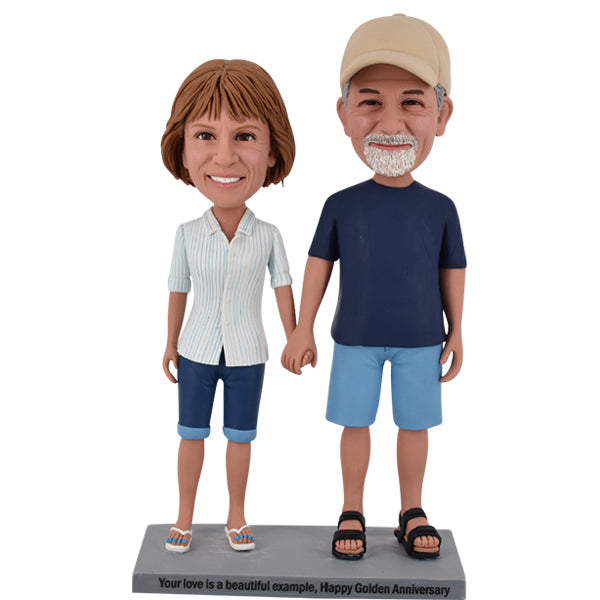 Couple Bobbleheads with Sandals for Golden Anniversary