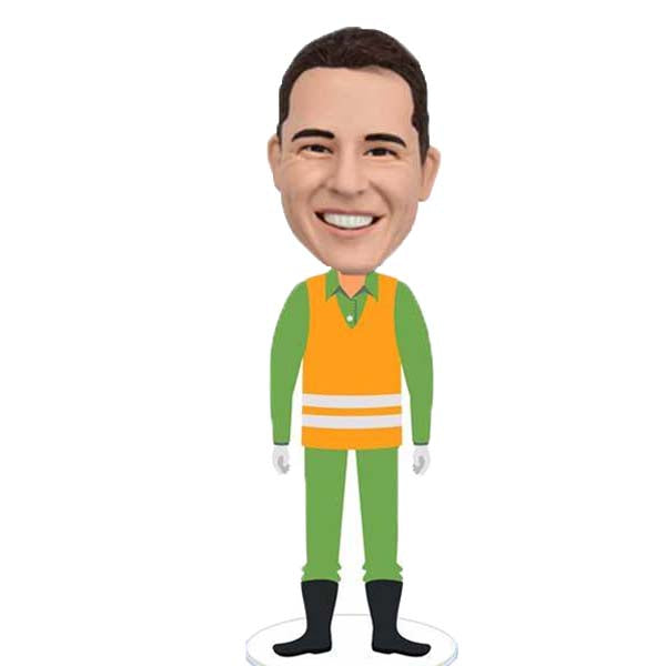 Sanitation Worker Bobblehead Custom garbage man utility worker