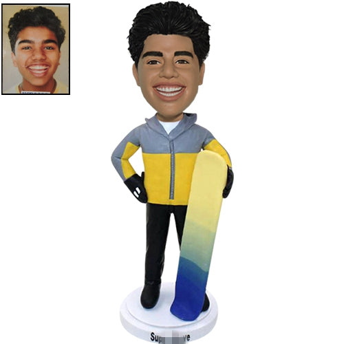 Custom Skiing Bobble Head with Snowboard Skier