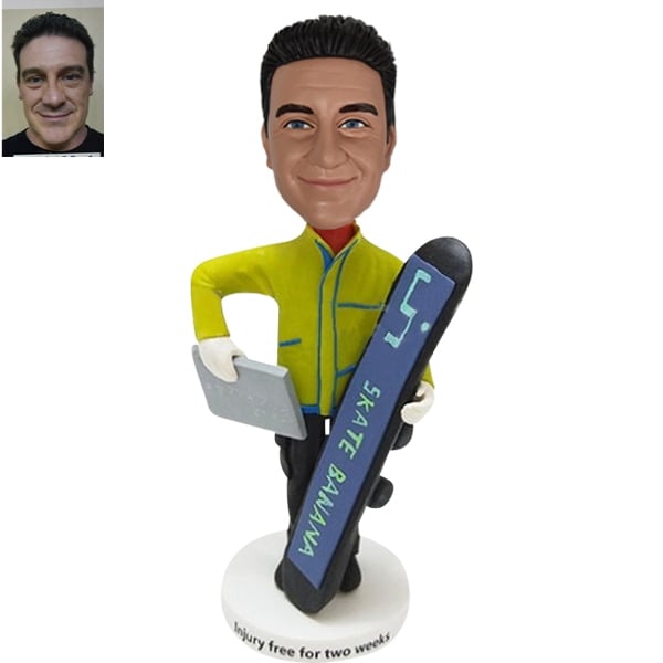 Custom Bobblehead holding Snowboard