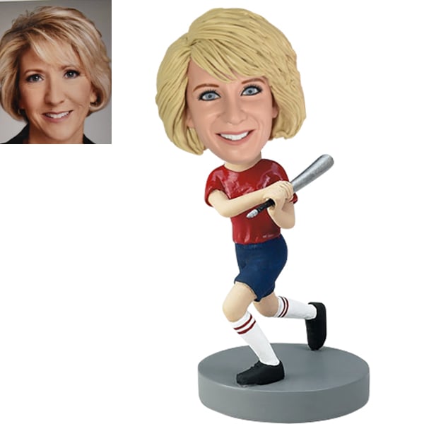 Custom softball batter bobble head