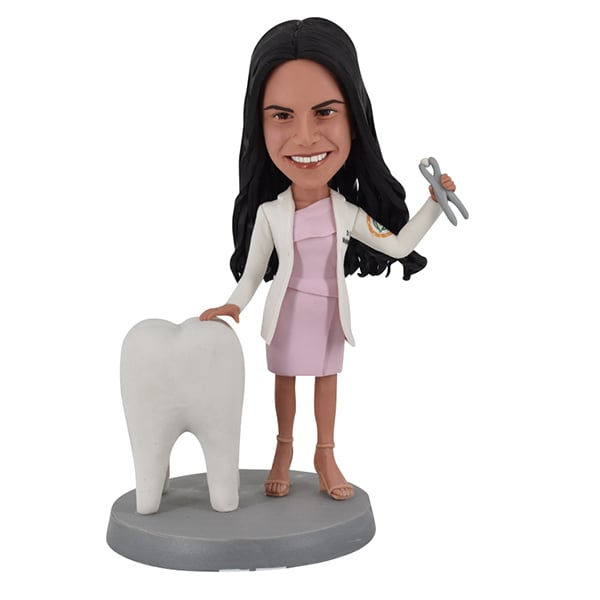 Female Dentist Bobblehead with Tooth