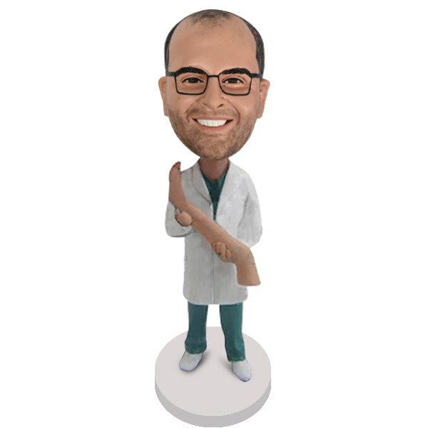 Podiatrist Bobblehead Custom doctor holding leg