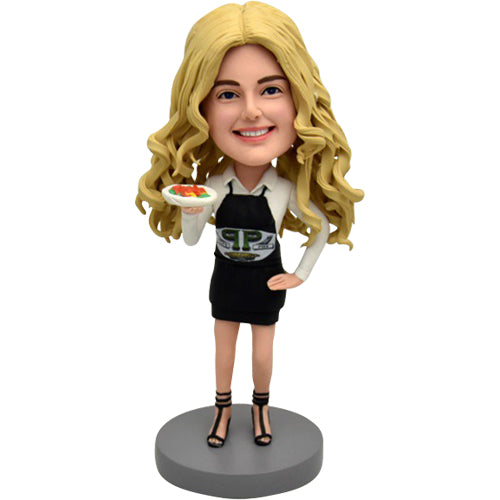 Custom bobbleheads for waitress, chef or baker with food